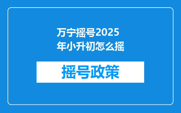 万宁摇号2025年小升初怎么摇