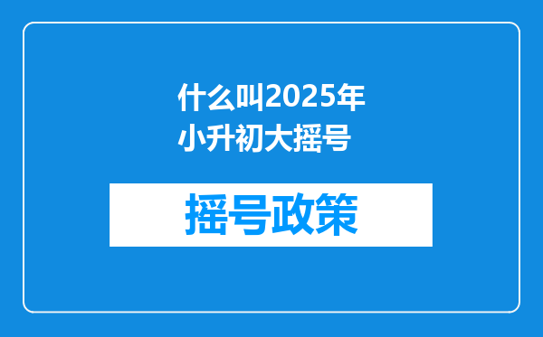 什么叫2025年小升初大摇号