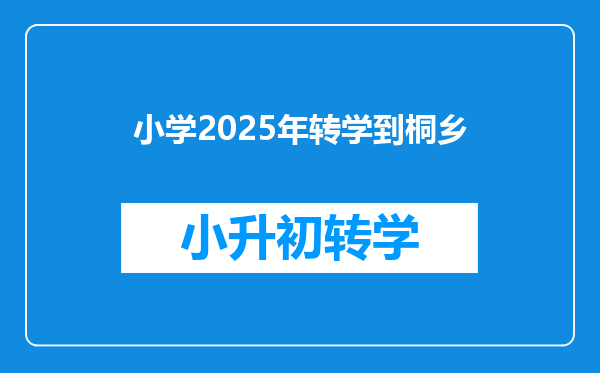 小学2025年转学到桐乡