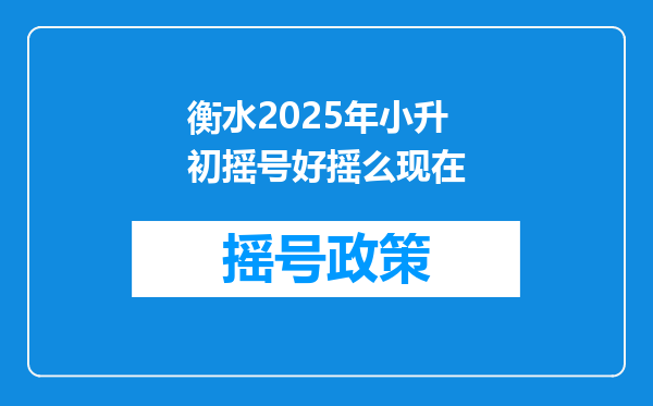 衡水2025年小升初摇号好摇么现在
