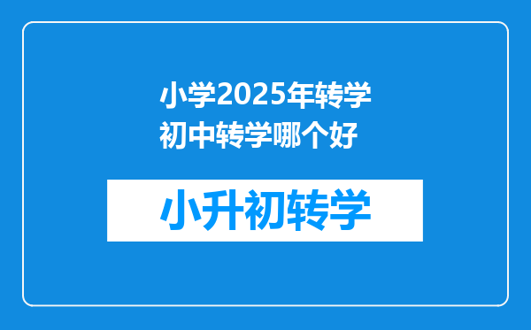小学2025年转学初中转学哪个好