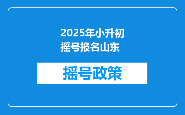 2025年小升初摇号报名山东