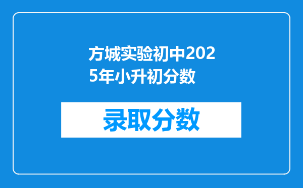 方城实验初中2025年小升初分数