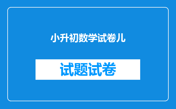 小升初数学试卷儿