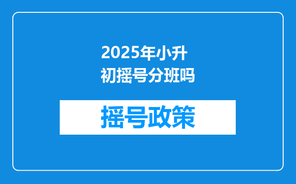 2025年小升初摇号分班吗