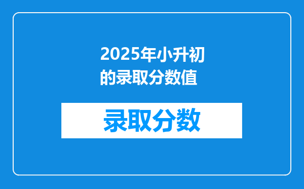 2025年小升初的录取分数值