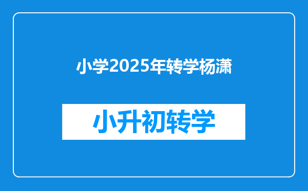 小学2025年转学杨潇