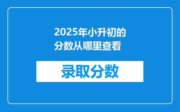 2025年小升初的分数从哪里查看