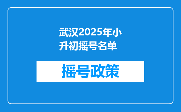 武汉2025年小升初摇号名单