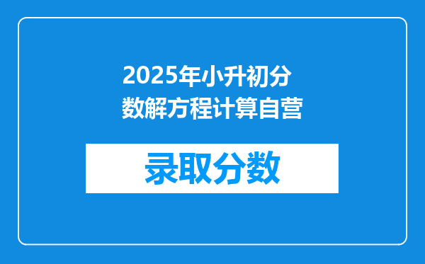 2025年小升初分数解方程计算自营