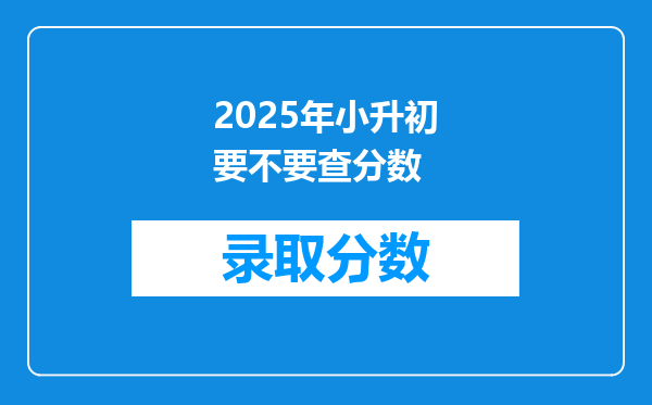 2025年小升初要不要查分数