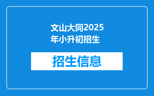 文山大同2025年小升初招生