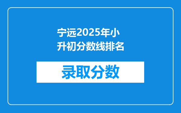 宁远2025年小升初分数线排名