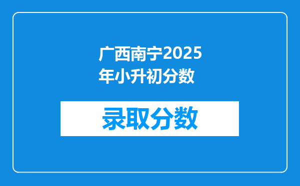 广西南宁2025年小升初分数