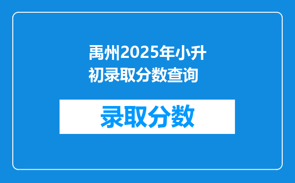 禹州2025年小升初录取分数查询