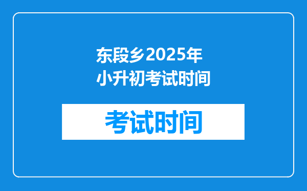 东段乡2025年小升初考试时间
