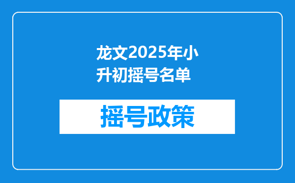 龙文2025年小升初摇号名单