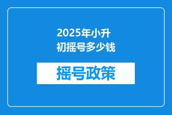 2025年小升初摇号多少钱