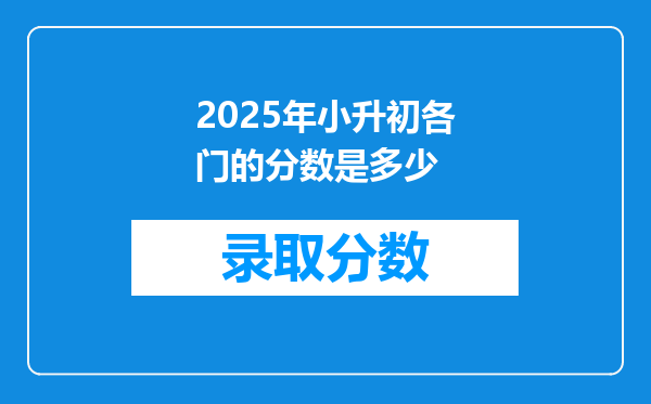 2025年小升初各门的分数是多少
