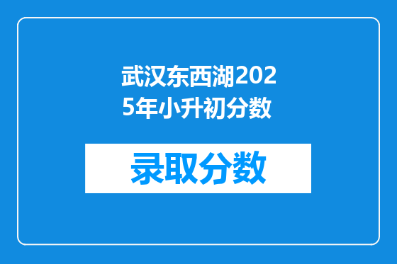 武汉东西湖2025年小升初分数