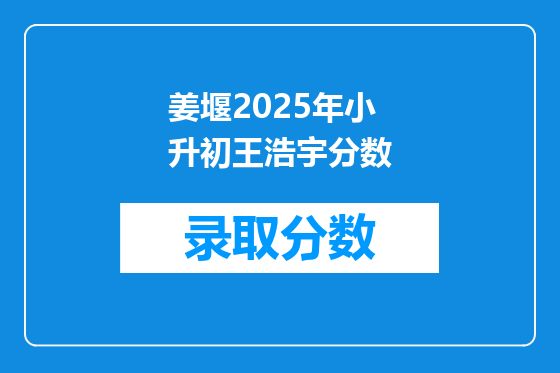 姜堰2025年小升初王浩宇分数