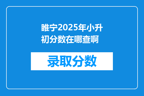 睢宁2025年小升初分数在哪查啊