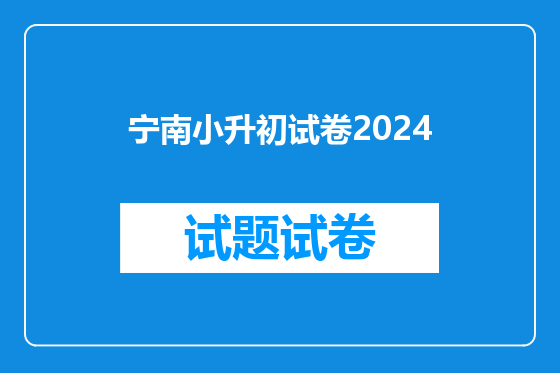 宁南小升初试卷2024