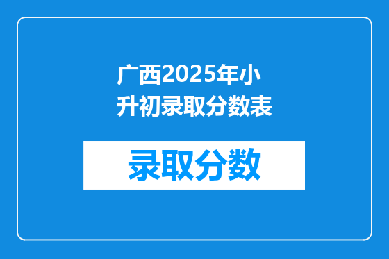 广西2025年小升初录取分数表