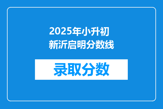 2025年小升初新沂启明分数线