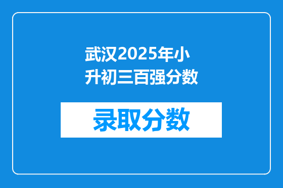 武汉2025年小升初三百强分数