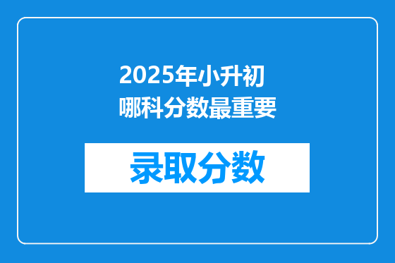 2025年小升初哪科分数最重要
