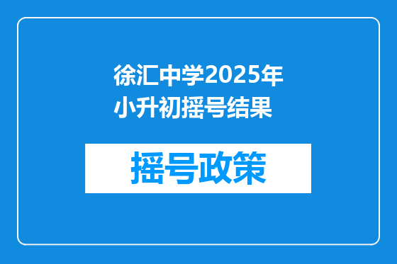 徐汇中学2025年小升初摇号结果