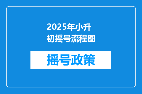 2025年小升初摇号流程图