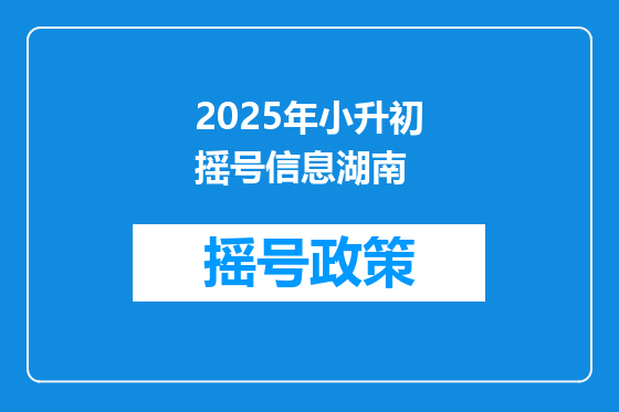 2025年小升初摇号信息湖南