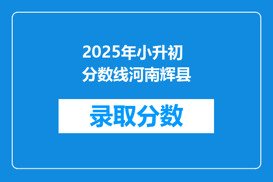 2025年小升初分数线河南辉县