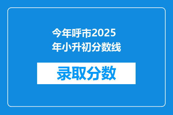 今年呼市2025年小升初分数线