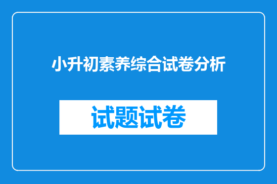 小升初素养综合试卷分析