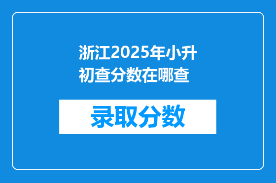 浙江2025年小升初查分数在哪查