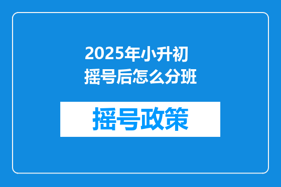2025年小升初摇号后怎么分班