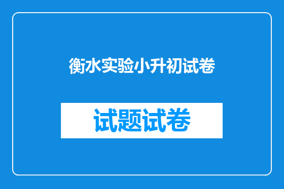 衡水实验小升初试卷