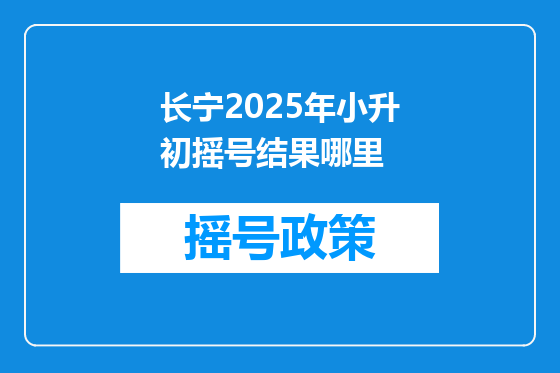 长宁2025年小升初摇号结果哪里