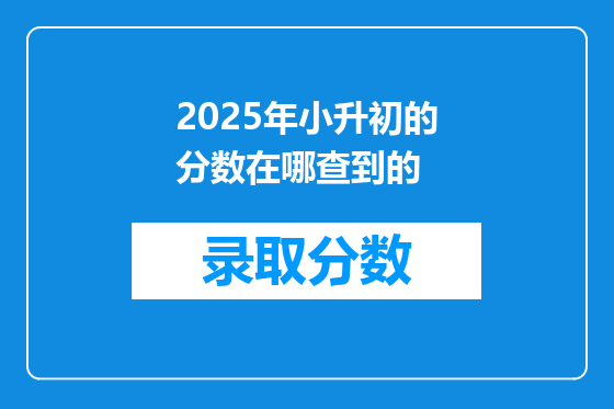 2025年小升初的分数在哪查到的