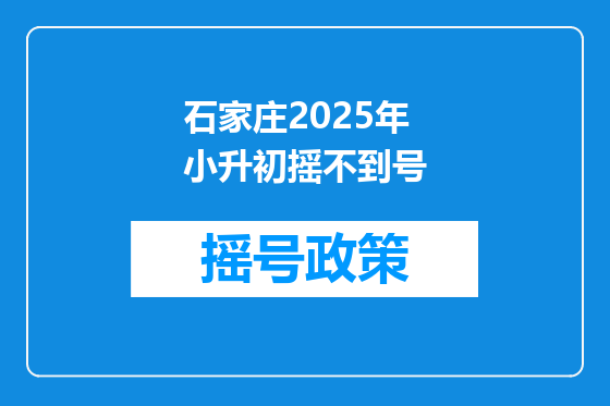 石家庄2025年小升初摇不到号