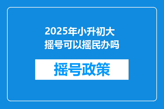 2025年小升初大摇号可以摇民办吗