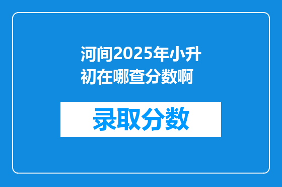 河间2025年小升初在哪查分数啊