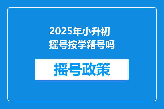 2025年小升初摇号按学籍号吗