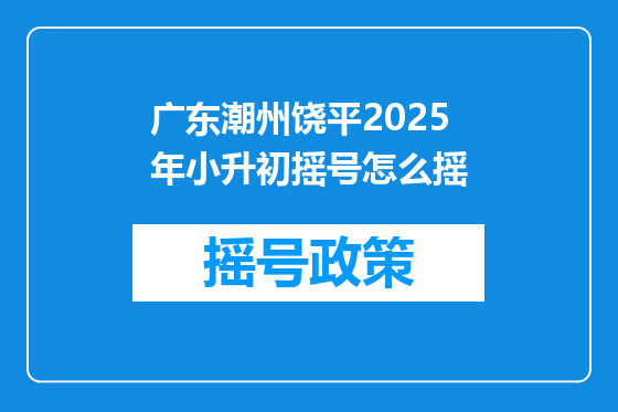 广东潮州饶平2025年小升初摇号怎么摇
