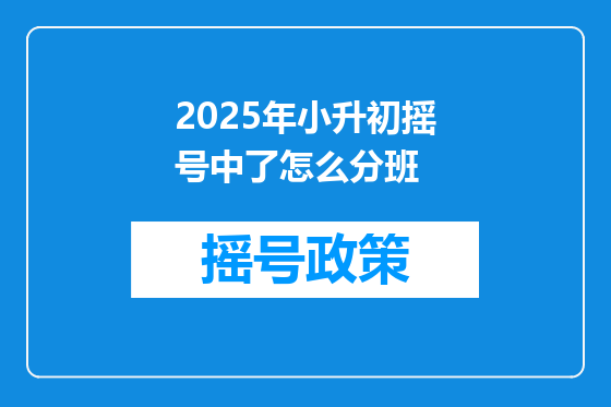 2025年小升初摇号中了怎么分班