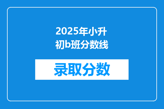 2025年小升初b班分数线