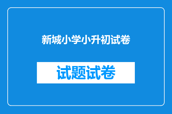 新城小学小升初试卷